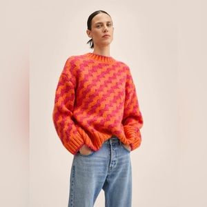 Mango Zig Zag Print Chunky Sweater